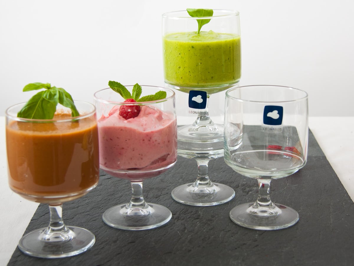 Leonardo Gläser Pila mit Smoothie, Suppe und Eis