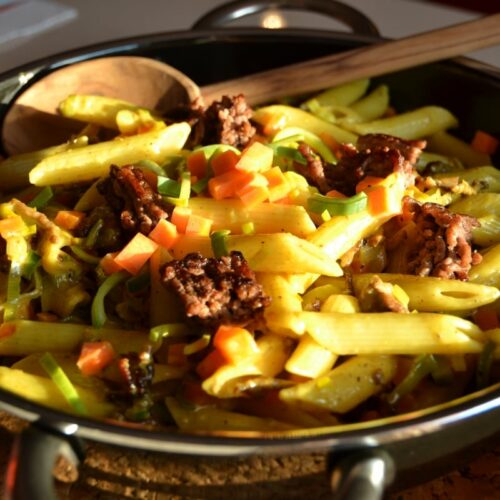 Rezept, schnell, lecker und einfach, Nudelpfanne mit Curry, Carl Tode Göttingen