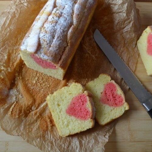 Kuchen mit eingebackenem Herz, Zitronenkuchen, Speisefarbe, Muttertag, Carl Tode Göttingen