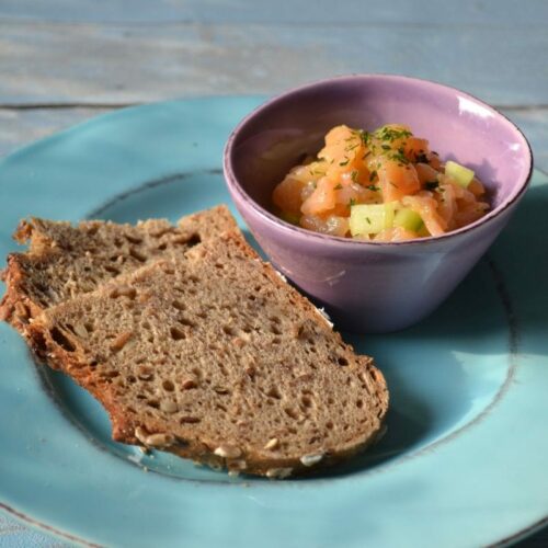 Lachstatar aus Räucherlachs, Honig-Senf-Marinade, Rezept, Carl Tode Göttingen