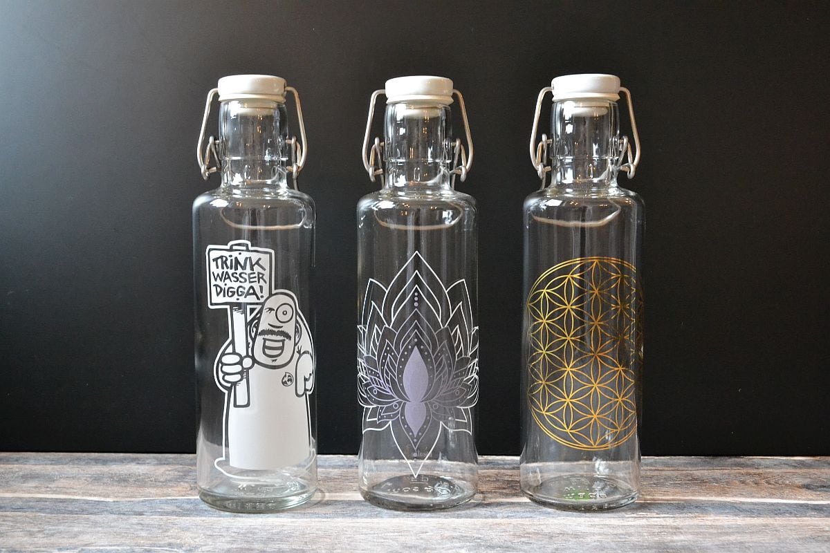Trinkflaschen Glas, Bügelverschluss, Souldbottles, Glasflaschen, Wasserflaschen, Carl Tode Göttingen