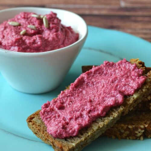 Einfaches Rezept für veganen Brotaufstrich, Rote Bete, Meerrettich, herzhaft würzig, Carl Tode Göttingen