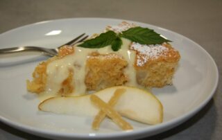 Schneller Kuchen, Birne, Ingwer, Birnenkuchen, Herbst, Kaffeezeit, Vanillesauce, Carl Tode, Göttingen