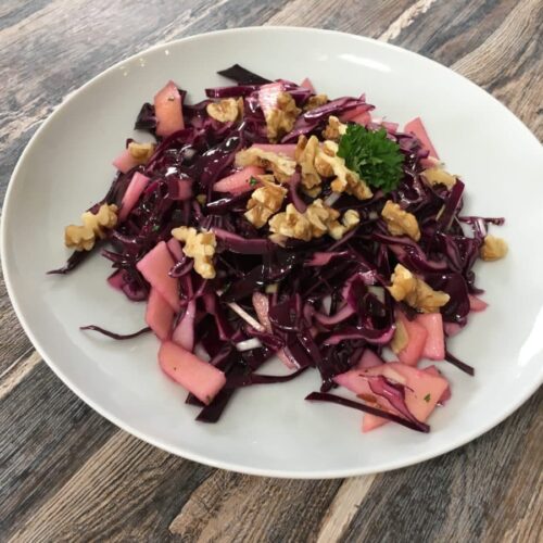 Rotkohlsalat, Apfel, vegan, Walnuss, Salat, Kohl, Essig, Öl, Carl Tode, Göttingen