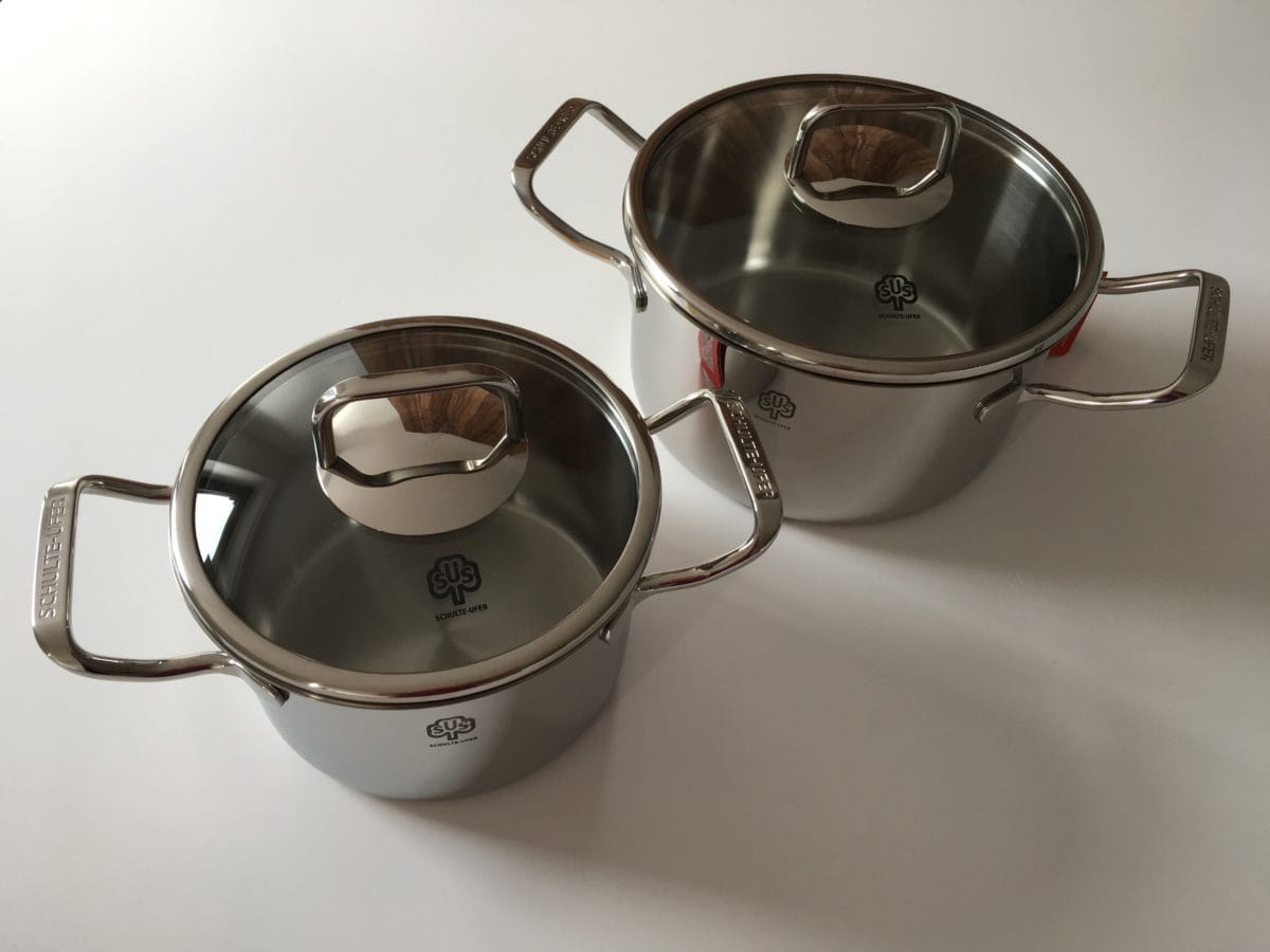 2018-03-Schulte-Ufer-SUS-Turbo-Line-Carl-Tode-Göttingen (4) Schulte-Ifer, SUS, Turbo-Line i, Kupferboden, Glasdeckel, Kochtopf, wärmeisolierte Griffe, Carl tode, Göttingen.