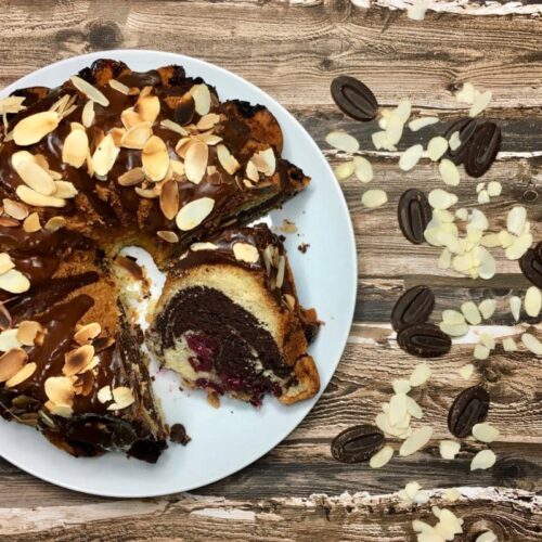 Marmorkuchen, Kirschen, Nordic Ware, Schattenmorellen, Kirschen, Mandeln, Kuchen, Gugelhupf, Rezept, Kuchen, Carl Tode, Göttingen