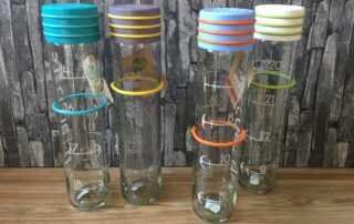 Zeit Buddels, 1 Liter, Glasflasche, Flasche, Trinkflasche, große Trinköffnung, Wassertracking, Trink mehr Wasser, Sommer, Hitze, Wasserhaushalt, Erfrischung, hygienisch, nachhaltig, Carl Tode, Göttingen