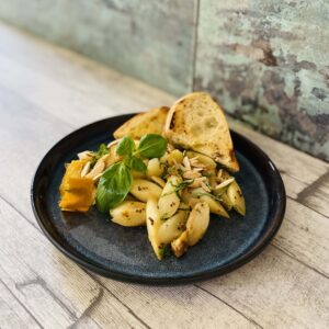 Orangen Senf Spargel